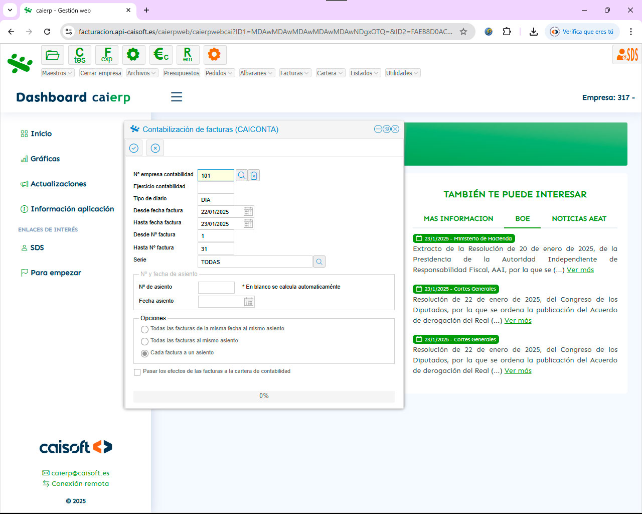 Registra automáticamente facturas y remesas con la automatización contable de CAIERP Automatización contable precisa y eficiente con el software ERP CAIERP